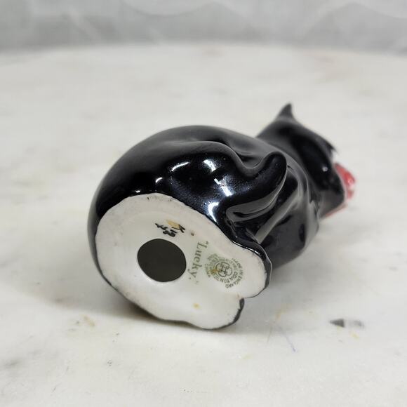 Royal Doulton Lucky Cat Miniature 2.5" Black Bone China Anthropomorphic England - Picture 14 of 16